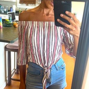 Off the shoulder striped crop top